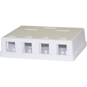 C&E Blank Surface Mount Box for Keystones, 4 Hole, White CNE43705