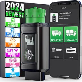 ANCEL HD110PRO Bluetooth Heavy Duty Truck Scanner DPF Forced Regen and Reset for Detroit Paccar Engine Full System Diagnostic Tool for Cummins Caterpillar Semi Trucks Diesel Scan Tool for Mechanic