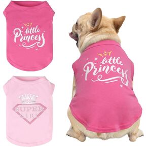 KOOLTAIL Dog Shirts Clothes-Mother's 2 Pack Dog Sleeveless Vest with Printing, Soft Stretchy Breathable Cotton Winter Pet T Shirt Apparel for Extra Small Medium Girl&Boy Dogs Puppy Cats, Pink+Rose S