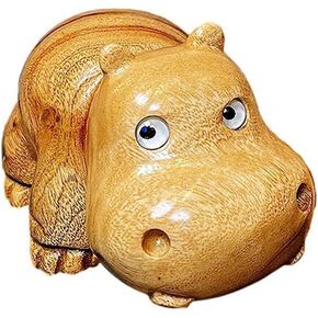 Hippo Figurine Camphor Wooden Hippo Statue Art Miniature Carved Small Animal Sculpture