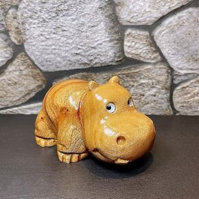Hippo Figurine Camphor Wooden Hippo Statue Art Miniature Carved Small Animal Sculpture in Kuwait