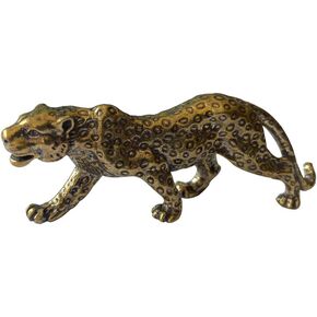 Brass Leopard Ornament, Walking Cheetah Figurine Cheetah Home Decor Indoor Desktop Table Top Cheetah Decor for Office Tearoom Desk, Statue Gift for Father's Day