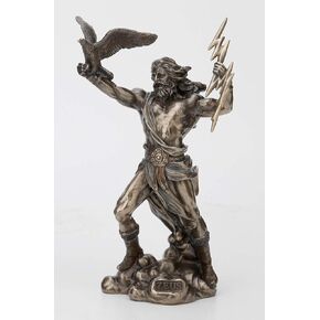 Veronese Design 8 1/2 Inch Greek God Zeus Thunderbolt Strike Cold Cast Resin Antique Bronze Finish Statue Home Decor
