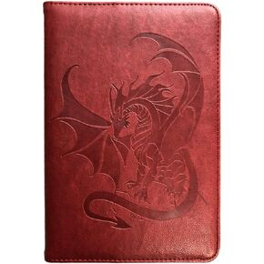 Red Dragon Refillable Faux Leather Journal, 6x8.7 Vegan Lined Writing Journal for Women or Men