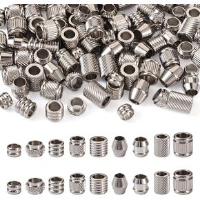 Fashewelry 100Pcs Large Hole Stainless Steel Barrel Spacer Beads 6x6mm Smooth Polished Metal Oval Charm Loose Beads Fit European Chain Bracelet Jewelry Making Hole: 4mm