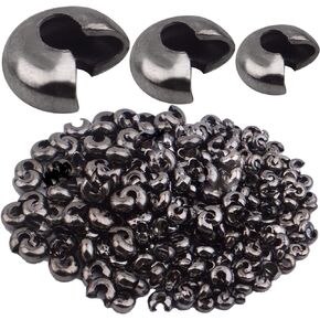 600pcs 3 Sizes Crimp Bead Knot Covers Metal Half Round Open Crimp Beads Covers for DIY Jewelry Making Bead Chain Positioning, Antique Bronze