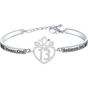 FEELMEM Birthday Gifts Bracelet 12th 13th 16th 18th 30th 40th Crown Queen Charm Bracelet Birthday Gift for Daughter Niece