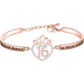 FEELMEM Birthday Gifts Bracelet 12th 13th 16th 18th 30th 40th Crown Queen Charm Bracelet Birthday Gift for Daughter Niece in Kuwait