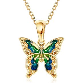 قلادة فراشة من الذهب الأصفر عيار 14 قيراط على شكل فراشة، هدايا مجوهرات على شكل فراشة للنساء والفتيات in Kuwait