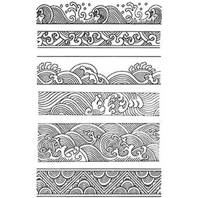 ليندا كرافت الصينية اليابانية الرجعية نمط أمواج المحيط الحدود خطوط الغيوم واضح طوابع لصنع البطاقات الديكور DIY بها بنفسك سكرابوكينغ in Kuwait