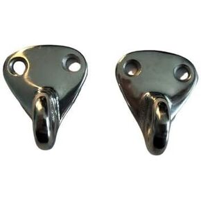 US Stainless 2 Pieces Stainless Steel 316 Fender Hook 3/8" Hole Diameter (Base of 27mm x 30mm - 1" x 1 1/8") Marine Grade