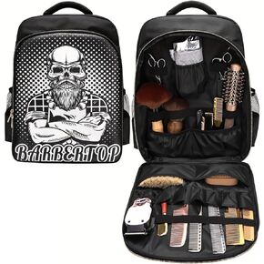 Barber Travel Bag Backpack BAEBERPLAN Large Organizer for Barbers Clippers and Supplies Portable Hairstylist Clipper Hairdresser Bag Backpack (Black - Red)