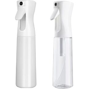 Misto Continuous Spray Bottle with Ultra Fine Mist - 10.1oz/300ml for Hair, Home Cleaning, Salons, Plants, Aromatherapy, and More - Hair Spray Bottle, Barber Accessories (2 Pack) (white)