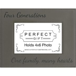 ThisWear Family Photos Four Generations One Family Many Hearts 4x6 Leatherette Photo Frame Black