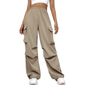 Floerns Women's Solid Flap Pocket High Waist Relaxed Fit Baggy Cargo Pants