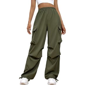 Floerns Women's Solid Flap Pocket High Waist Relaxed Fit Baggy Cargo Pants