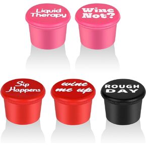 Qianyu 5 Pack Funny Silicone Wine Stoppers Wine Accessories for Wine Lovers Gifts Reusable Bottle Cover Caps Replace Corks for Wine Bottles Airtight Seal Decorative To Preserve Wine Fresh