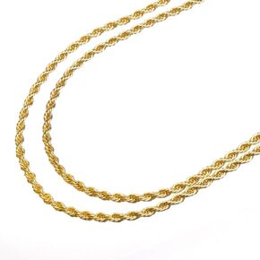 metaltree98 14K Yellow Gold Plated 2.5 mm Rope Double Chain Necklace 22"+26" 2pc Set