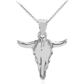 Claddagh Gold Solid 925 Sterling Silver Bull Head Pendant Necklace