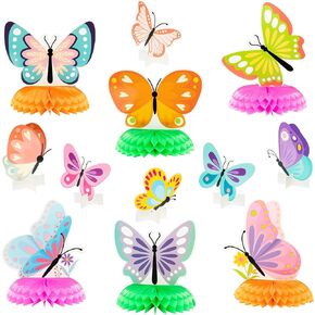 PANTIDE 12Pcs Spring Butterfly Honeycomb Centerpieces Table Toppers 3D Butterfly Table Decorations Springtime Summer Photo Booth Props for Kids Girls Baby Shower Birthday Party Wedding