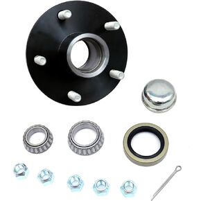 Trailer Hub Kit, 5-Bolt on 5" Bolt Circle Hub,Fit for 3,500 lbs axles, Fit for 1-3/8" Inner / 1-1/16" Outer Tapered Spindle