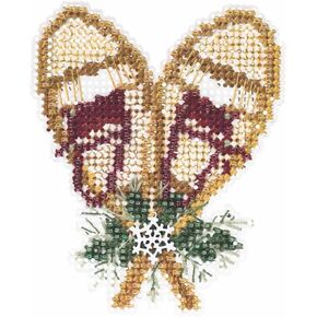 Snowshoes Beaded Counted Cross Stitch Christmas Ornament Kit Mill Hill 2015 Winter Holiday MH185303