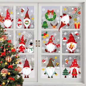 ملصقات نافذة عيد الميلاد، 9 أوراق ملصقات نافذة تماثيل عيد الميلاد، ملصقات نافذة ذاتية قابلة للإزالة من مادة PVC الثابتة رودولف القزم لعيد الشكر وديكورات الشتاء ومستلزمات الحفلات in Kuwait