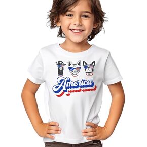 4th of July Toddler Baby Boys Girls T-Shirt Kids Funny Letters Print Patriotic Cotton Independence Day Top