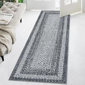 Washable Area Rugs 5x7 Rug for Living Room Non Slip Modern Rug Soft Area Rug for Bedroom Farmhouse Braided Print Throw Rugs Contemporary Stain Resistant Carpet for Dining Room 5'x7' Natural