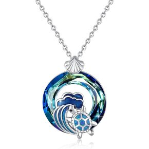 Dolphin/Turtle/Mermaid/Butterfly/Owl Necklace 925 Sterling Silver Hawaii Ocean Animal Pendant Necklace,Ocean Animal Jewelry Birthday Gifts for Women Girls
