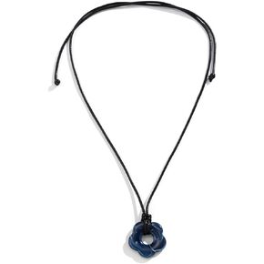 tenghong2021 Flower Charms Pendant Necklaces for Women Y2K Black Leather Colorful Acrylic Flower Shape String Necklace Cord Acrylic Flower Red Pendant Necklace for Women Jewelry