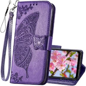 for Moto G Stylus 5G 2021 Case Wallet,Women Butterfly Embossed PU Leather Flip Cover with Kickstand Card Holder Slots Wrist Strap Protective Case for Motorola Moto G Stylus 5G (Blue)