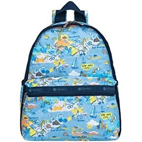 LeSportsac City Retreat Basic Backpack/Rucksack, Style 7812/Color F953, Ultimate New York City & Hamptons/Montauk Iconic Graphic Design: Beaches, Tennis, Boating, Jitney & Bicycling