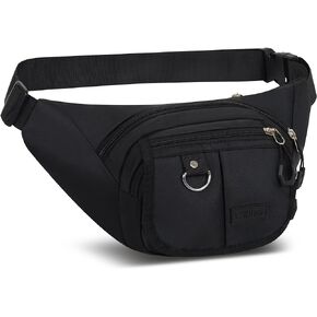 Fanny Pack for Men Women Bum Bag Large Capacity Waterproof Crossbody Bag with Adjustable Strap Belt Bag Waist Pack with 5 Zipper Pockets for Running Travel Hiking Cycling Black