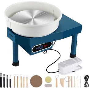 Huanyu Pottery Wheel Ceramic Machine 35cm/14in with Foot Pedal & LCD Screen, Electric Pottery Forming Machine Detachable Basin 350W Art Clay DIY Sculpting Tool Kit