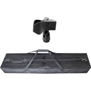 Speaker and Mic Stand Bag Dual Compartment 50 Inch Long - Light Microphone Carrying Case with Shoulder Strap for Gigs