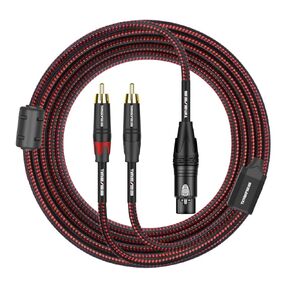 Dual RCA to XLR Y Cable - 10FT 3 Pin XLR Female to 2 x RCA Male Plug Y Splitter Adapter Cable - RCA to XLR Unbalanced Interconnect Cord - XLR to Double RCA Breakout Audio Cable(3M)