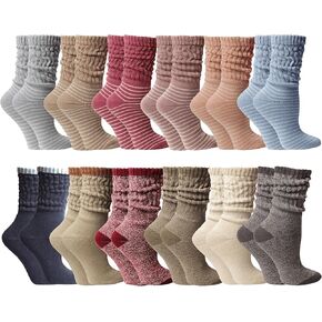 12 زوجًا من الجوارب النسائية ذات الرقبة المترهلة من Yacht & Smith، عرض حزمة كبيرة من القطن، متنوعة بألوان مخططة in Kuwait