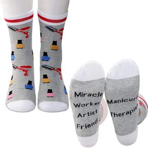 PXTIDY 2 PAIRS Nail Tech Socks Manicurist Gifts Nail Artist Gift Beautician Gifts Nail Cosmetology Gifts