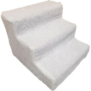 ZENVY Pet Steps | 3-Step Non-Slip Fleece Covered Pet Steps for Small Dogs and Cats (Black)