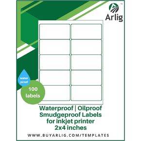 2x4 inch Rectangle Waterproof Labels for Inkjet Printer | Labels for DIY, Crafts, Bottles, Food, Pantry, Organization, & Jars | Smudge-Proof, Oil-Proof | 100 Labels (10 Sheets x 10 Labels) (Matte)
