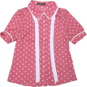 Allegra K Polka Dots Blouse for Women's Peter Pan Collar Bow Tie Neck Puff Sleeve Vintage Shirt Top