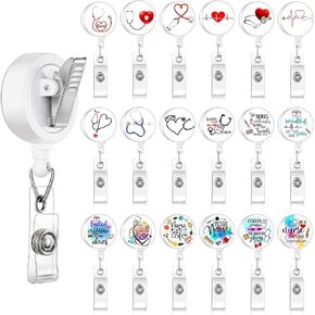 72 Pcs Nurse Badge Reel Retractable Badge Holder Cute Nursing Badge Reel Swivel Clip for Nurse Doctor ID Card Holders