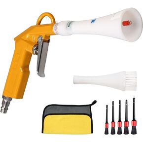 Car Cleaning Gun, Air Blow Gun, Car Detailing Kit with Car Detailing Brushes & Cleaning Cloth for Quickly Cleaning Dust and Dirt from Surface