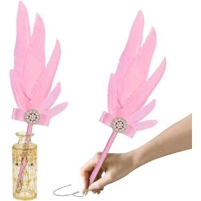 CROWN GUIDE Crystal Ostrich Feather Pen Quills for Wedding Guest Book Signing Nikkah 1920s Great Gatsby Reception Accessories Bridal Shower Party Supplies Décor Centerpieces Table Decorations Black