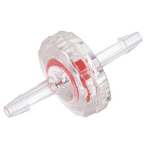 MECCANIXITY Non Return Check Valves, 3/16 Inch Dia. One Way Inline Hose Connector for Water Tank Pump, Plastic Red Clear Pack of 6