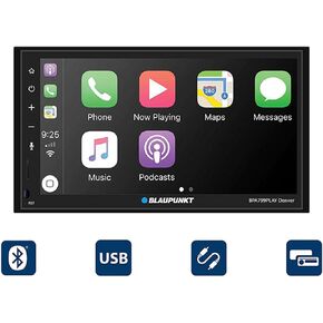 Blaupunkt Compatible with Apple CarPlay and Android Auto Car Stereo Denver BPA799PLAY Receiver with 6.8" Touch Screen Display AM/FM/BT/USB/AUX