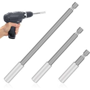3PCS Strong Magnetic Drill Bit Extension Holders, 2.4" / 3.9" / 5.9" Magnetic Screwdriver Extension Bit Holder for Impact Driver, 1/4" Hex Shank Drill Bits Holder Extender for Maintenance