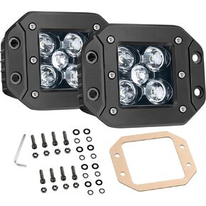 Flush Mount LED Pod Lights, 2PCS 5 Inch 100W Spot Beam Work Light bar, 10000 LM Fog Lights, Off Road Driving Light, Rear Bumper Reverse Light Grille Mount Light for Truck UTV 4wd Motorcycle