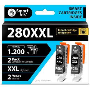 Smart Ink Compatible Ink Cartridge Replacement for Canon PGI-280XXL 280 XXL PGI280 to use with TR8520 TS9120 TS6120 TR7520 TS6220 TS6320 TS8220 TS8120 TS8320 TS702 (2 PGBK, Pigment Black Pack Combo)